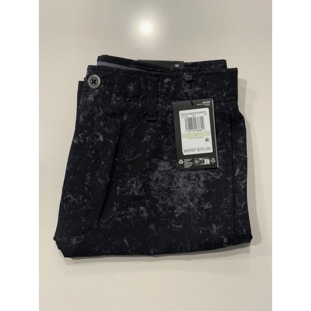 Under Armour UA Golf Printed Storm Short Black 1377303 Mens 30 NWT